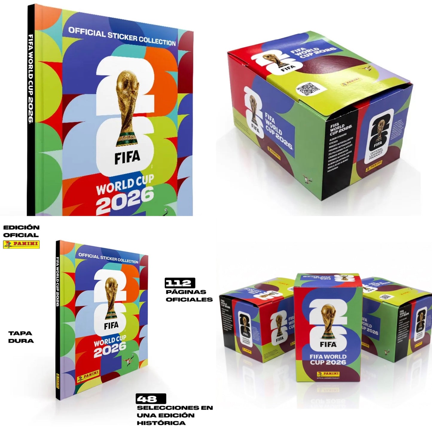 Kit Álbum pasta dura Mundial Panini 2026 + Caja x104 sobres