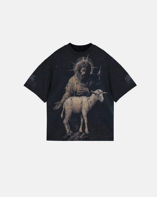 AGNUS DEI SAINT SHEPHERD BOXY FIT TSHIRT VINTAGE BLACK