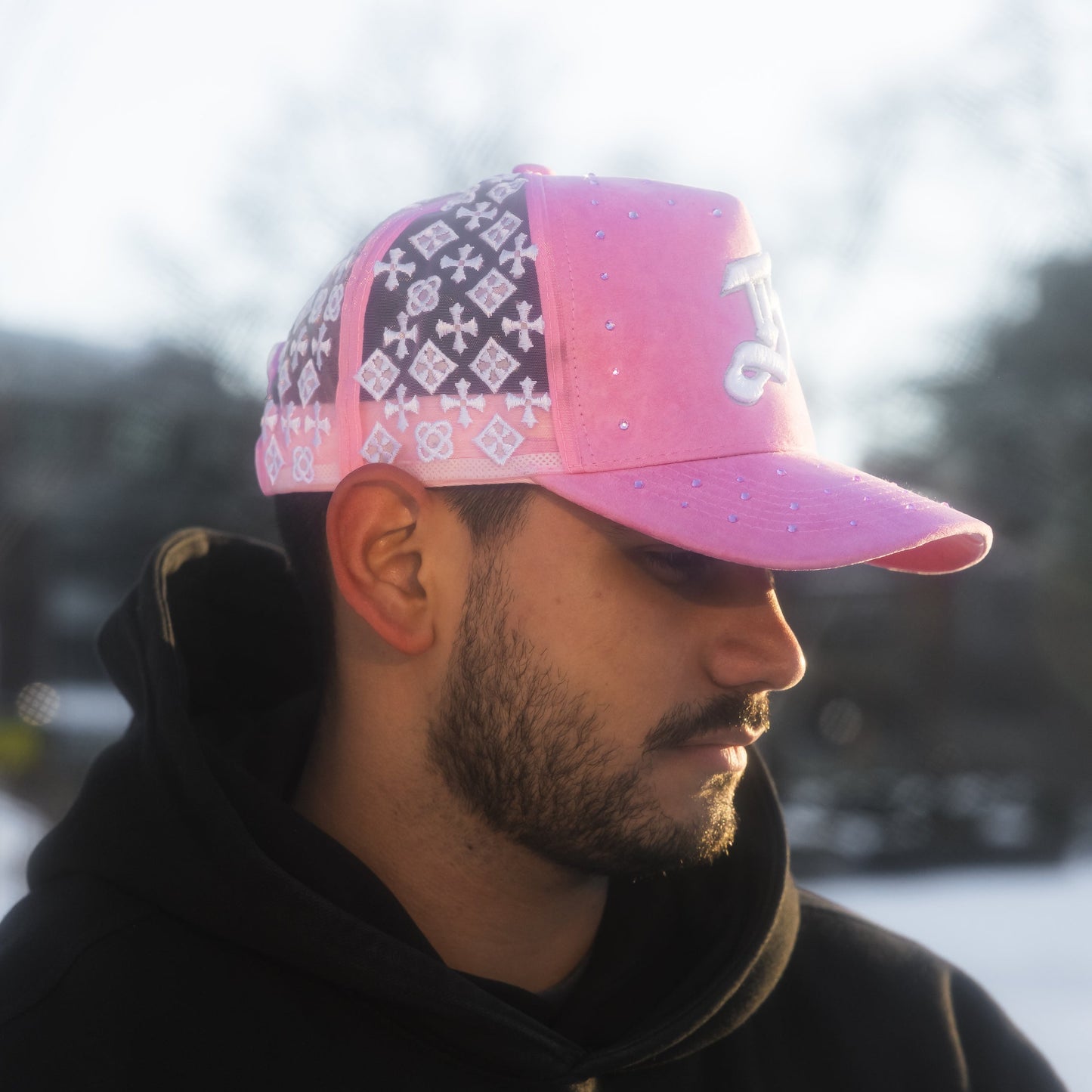 BLESSD MERCH | PINK JEWELED “B” HAT