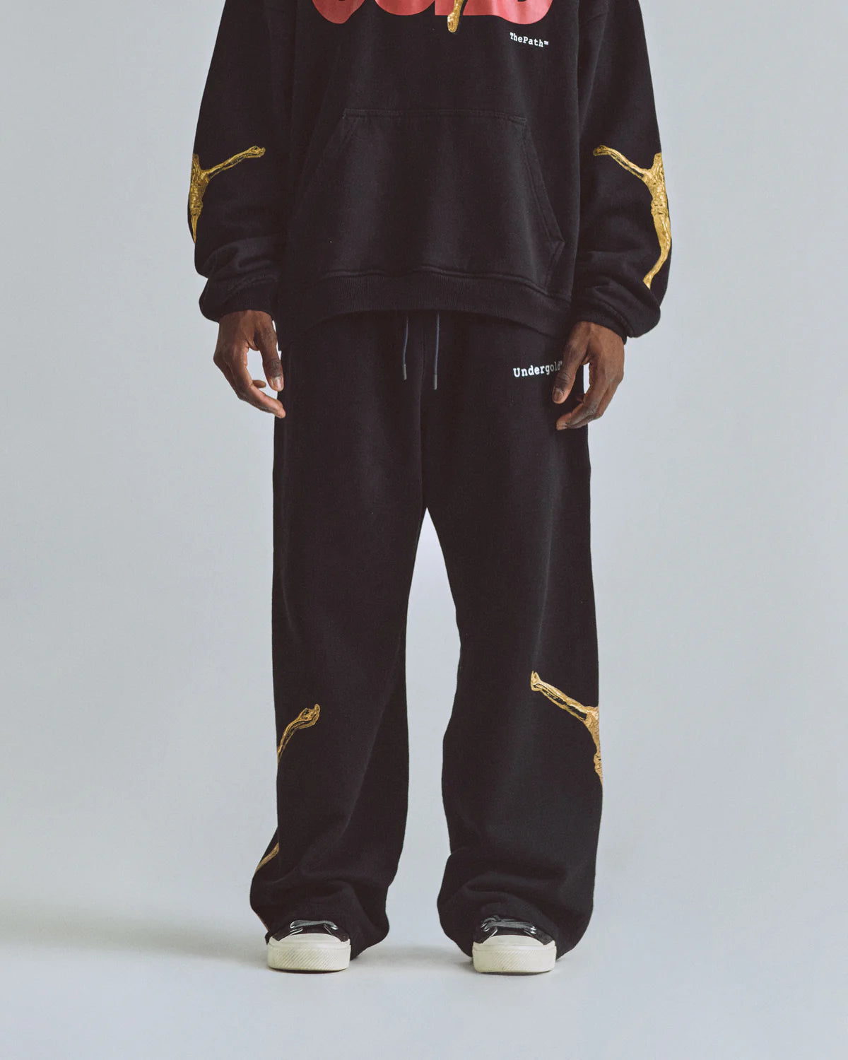 THE PATH GOLDEN CHRIST STRAIGHTPANTS BLACK