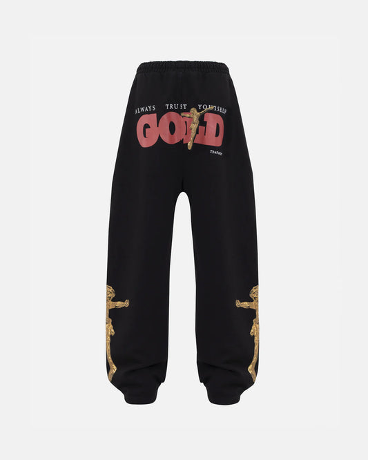 THE PATH GOLDEN CHRIST STRAIGHTPANTS BLACK
